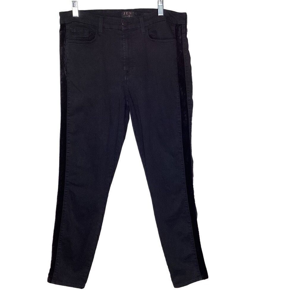 7 For All Mankind Jen 7 Black Tuxedo Stripe Jeans Size 4